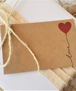 Gift Box White Natural Ribbon and Love Gift Tag with Red Balloon