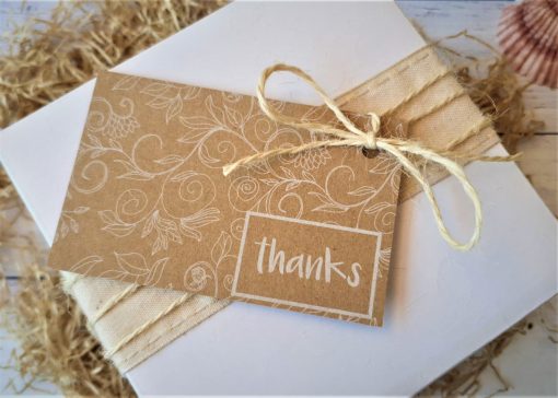 Gift Box White Natural Ribbon and Thanks Gift Tag