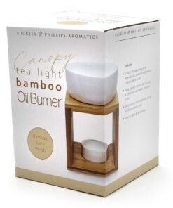 Ceramic & Bamboo Square Oil Burner in box