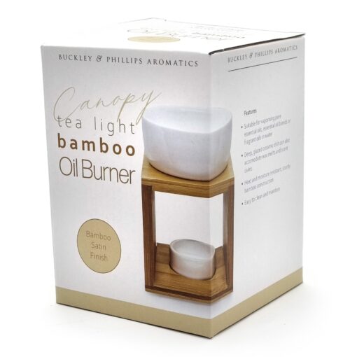 Ceramic & Bamboo Square Oil Burner in box