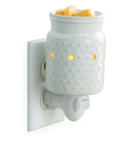White Hobnail Pluggable Fragrance Warmer Clear Background