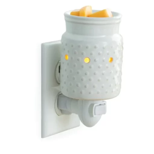 White Hobnail Pluggable Fragrance Warmer Clear Background