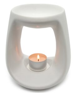 White Ceramic Tealight Oil Burner with tea light