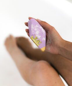 Crystal Bath Bomb Amethyst Lavender bath bomb in girls hand